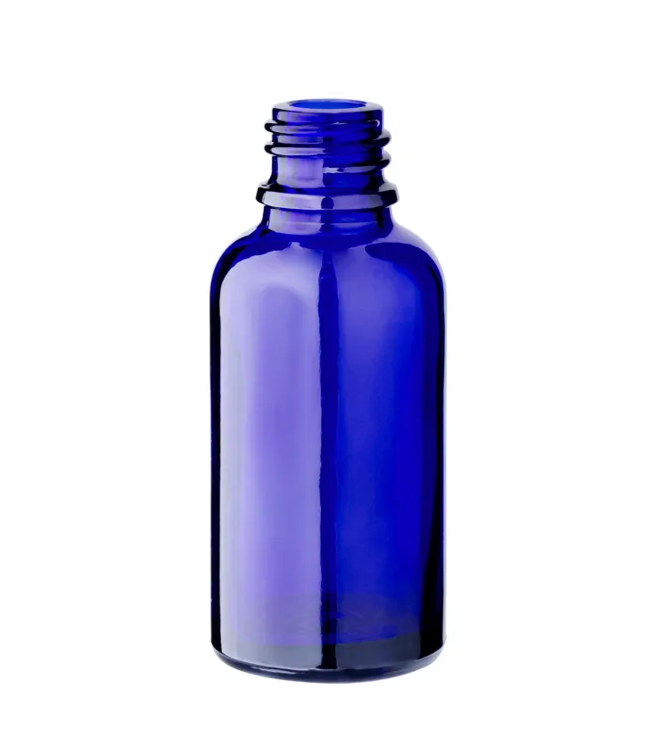 Blaue Glasflasche 30 ml ohne Verschluss für Kosmetik
